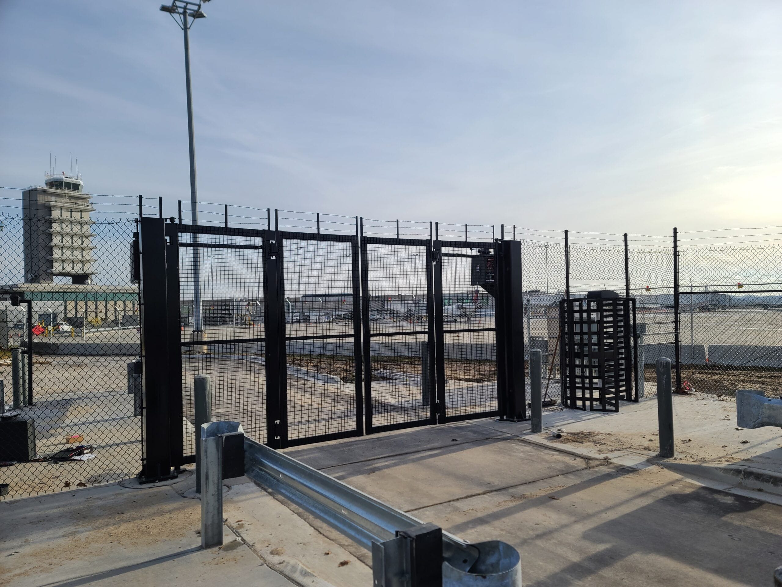 Bi-folding speed gate security installation