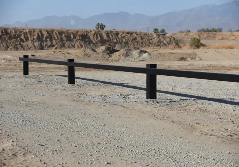 Four post, three beam run of the AVBD 951 post and beam barrier at the crash test site