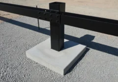 AVBD 951 crash post and pinned blocking beam connection on a concrete foundation